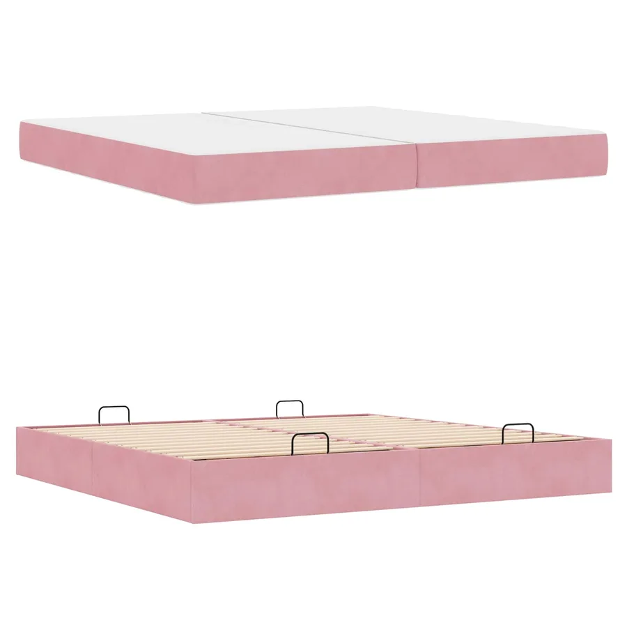 Cadre de lit avec matelas avec matelas 2 pcs Rose Velours - 4