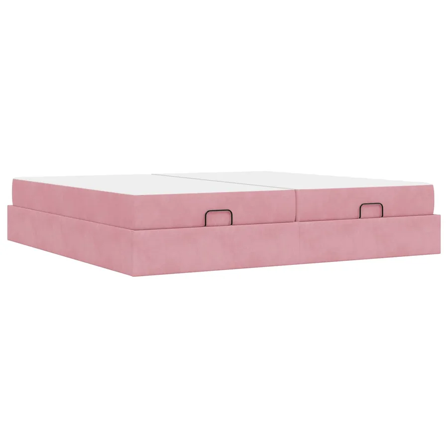 Cadre de lit avec matelas avec matelas 2 pcs Rose Velours - 7
