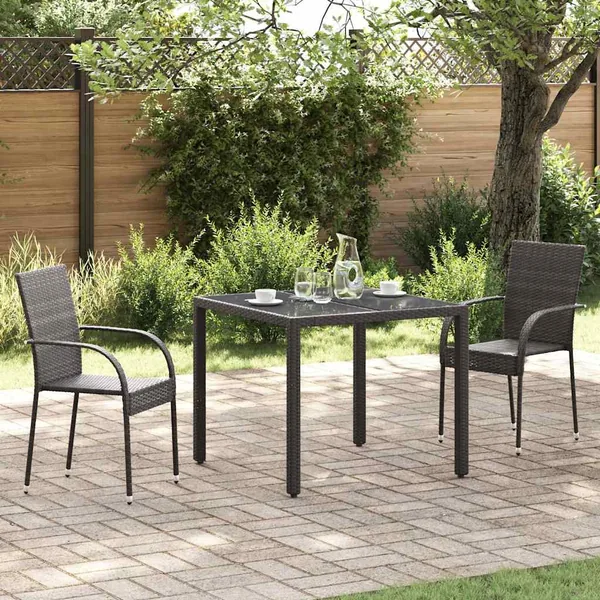 Chaises empilables d'extérieur lot de 2 Résine tressée Marron