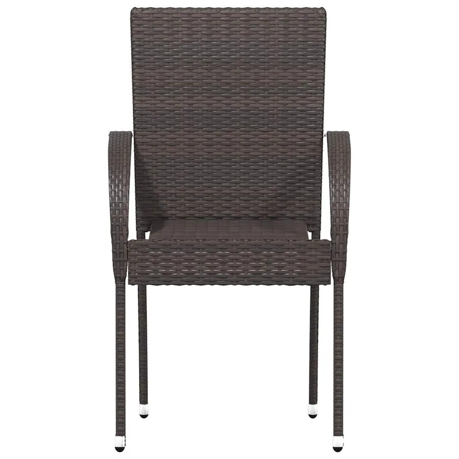 Chaises empilables d'extérieur lot de 2 Résine tressée Marron - 4