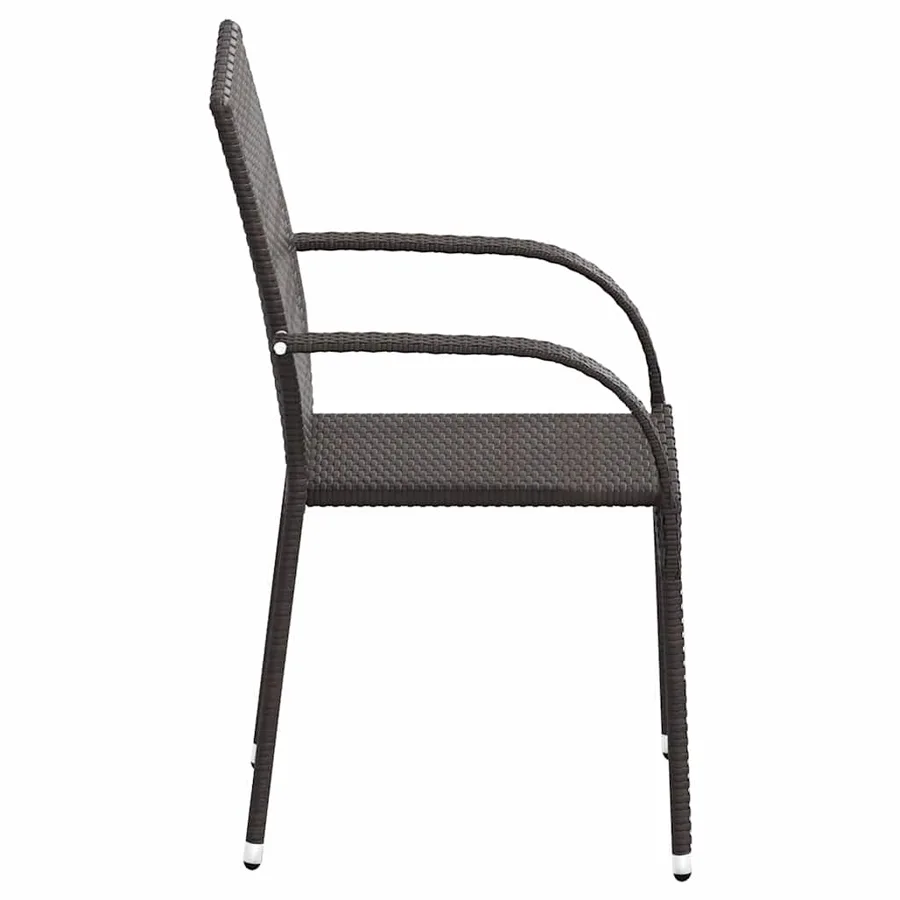 Chaises empilables d'extérieur lot de 2 Résine tressée Marron - 5