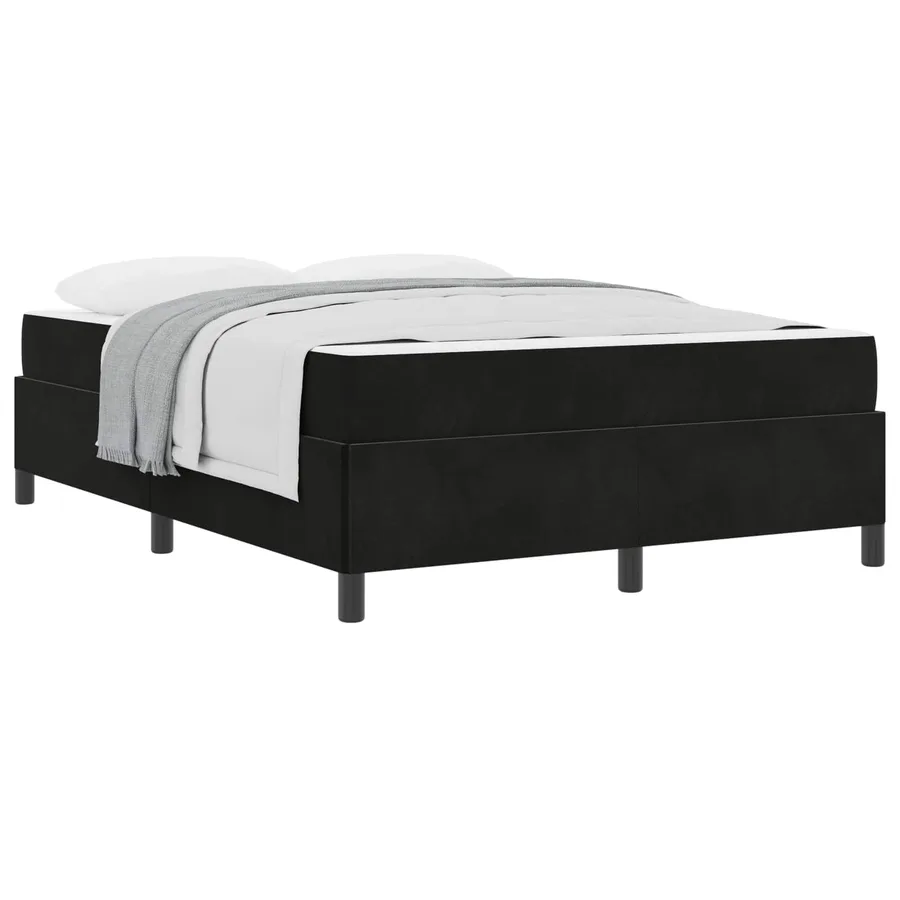 Cadre de lit avec matelas Noir 140 x 200 cm tissu - 2