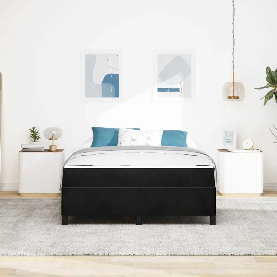 Cadre de lit avec matelas Noir 140 x 200 cm tissu - 3