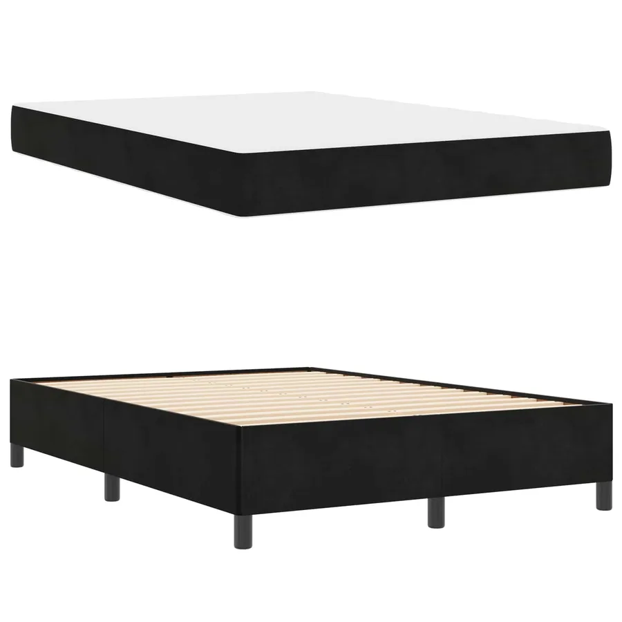 Cadre de lit avec matelas Noir 140 x 200 cm tissu - 5