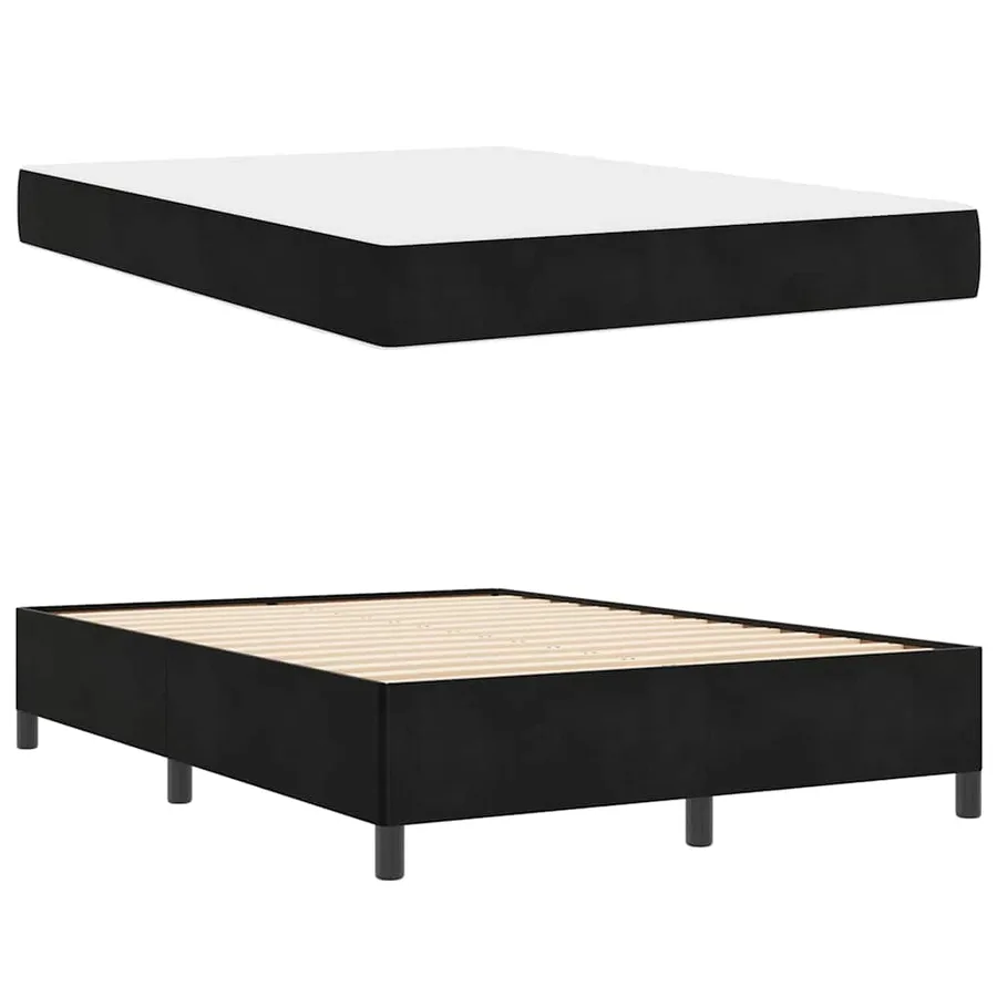 Cadre de lit avec matelas Noir 140 x 200 cm tissu - 6