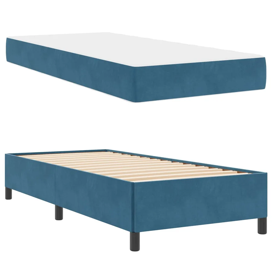 Cadre de lit avec matelas Bleu foncé 80 x 200 cm tissu - 5