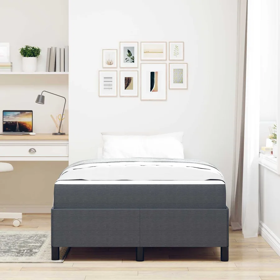 Cadre de lit avec matelas Gris foncé 120 x 190 cm tissu - 4