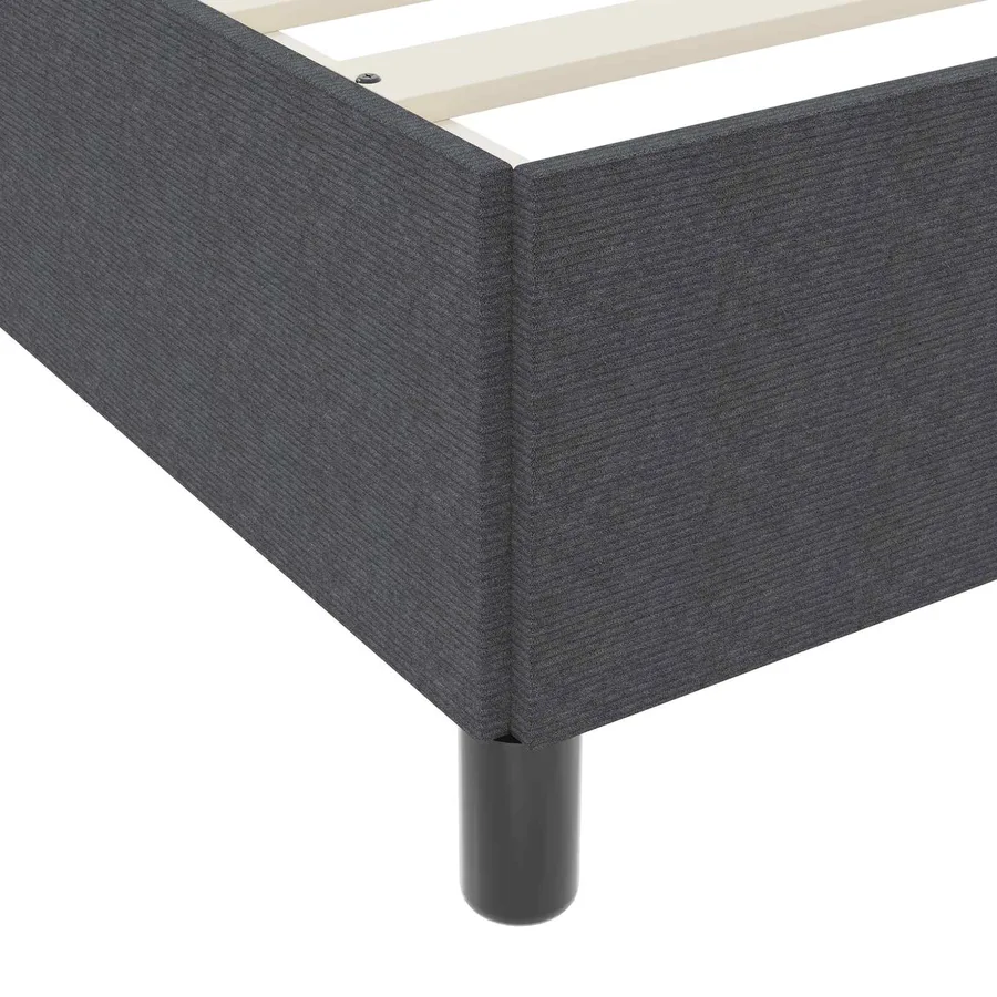 Cadre de lit avec matelas Gris foncé 120 x 190 cm tissu - 9