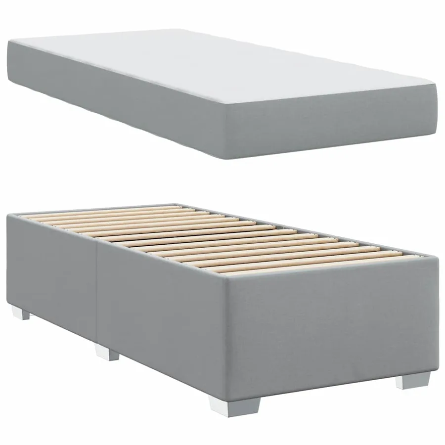 Cadre de lit avec matelas Gris clair 100 x 200 cm tissu - 4