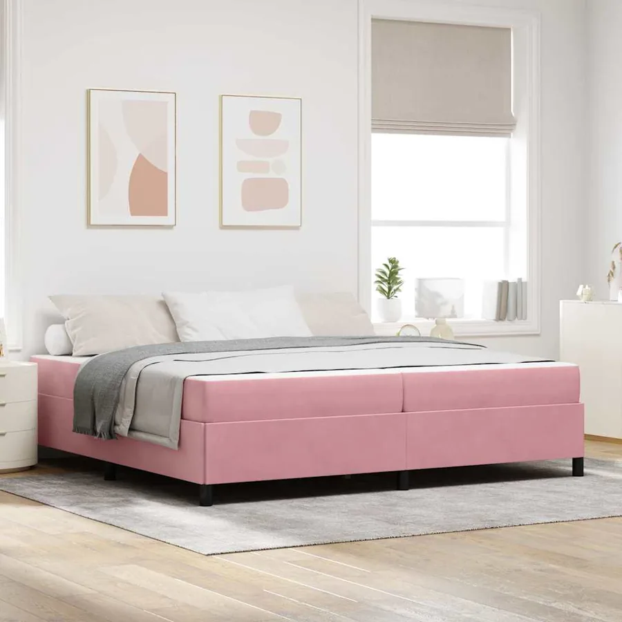 Cadre de lit avec matelas Rose 200 x 200 cm tissu