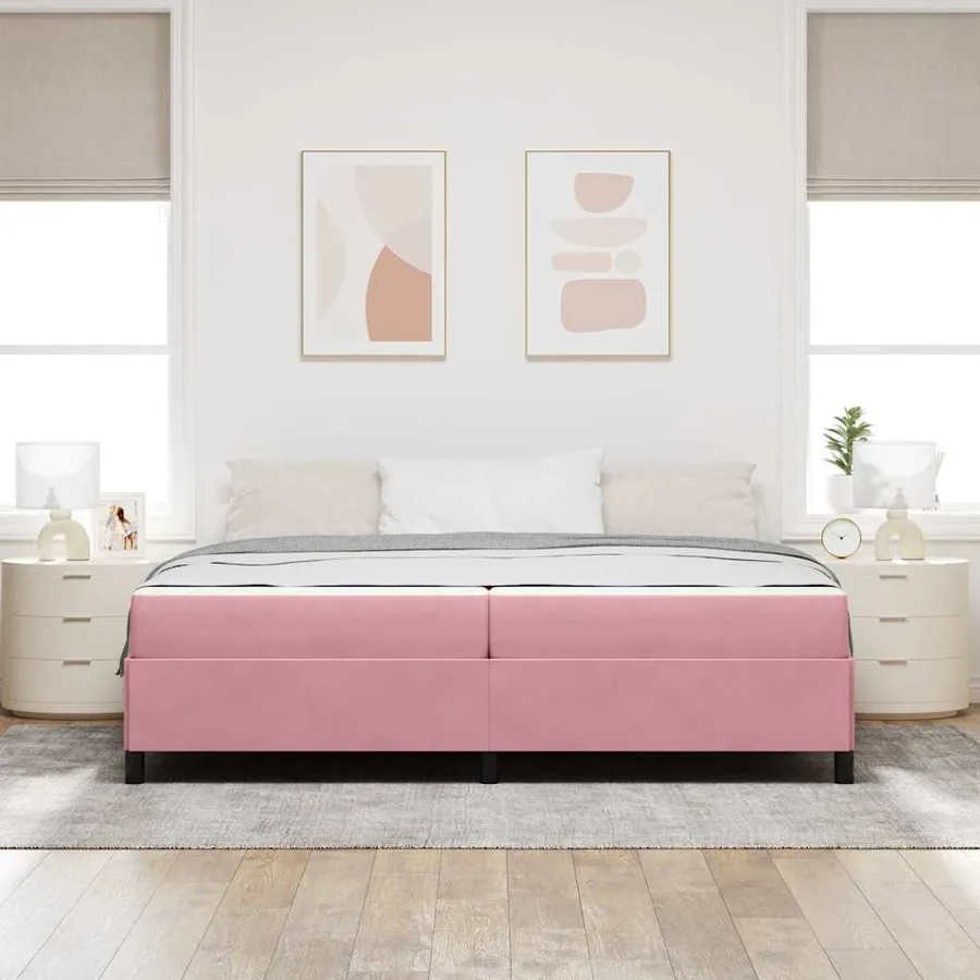 Cadre de lit avec matelas Rose 200 x 200 cm tissu - 3