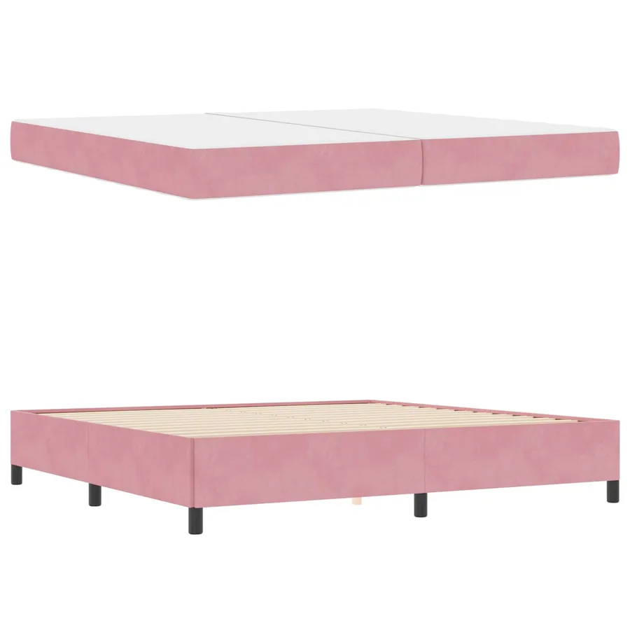 Cadre de lit avec matelas Rose 200 x 200 cm tissu - 4