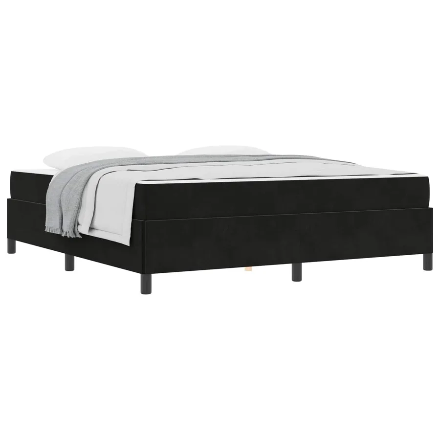 Cadre de lit avec matelas Noir 180 x 200 cm tissu - 2