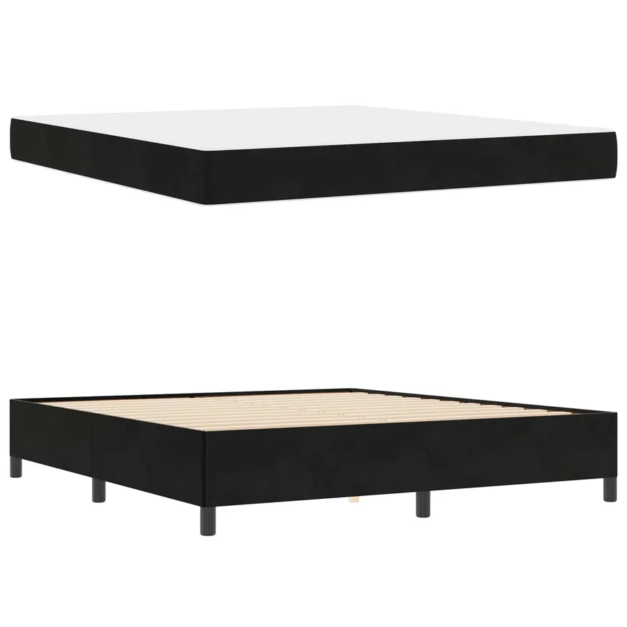 Cadre de lit avec matelas Noir 180 x 200 cm tissu - 5
