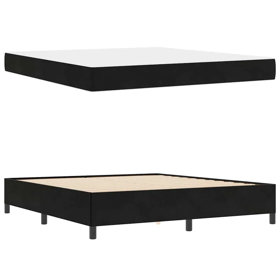 Cadre de lit avec matelas Noir 180 x 200 cm tissu - 6