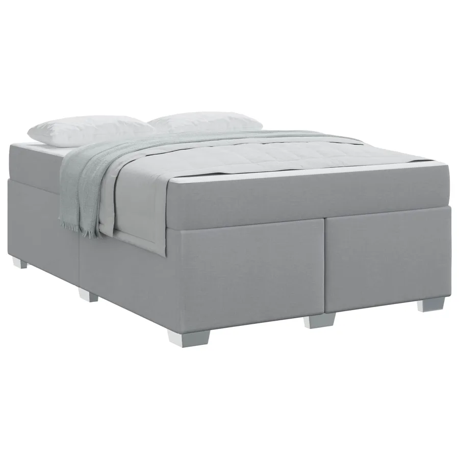 Cadre de lit avec matelas Gris clair 140 x 200 cm tissu - 2