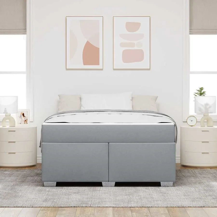 Cadre de lit avec matelas Gris clair 140 x 200 cm tissu - 3