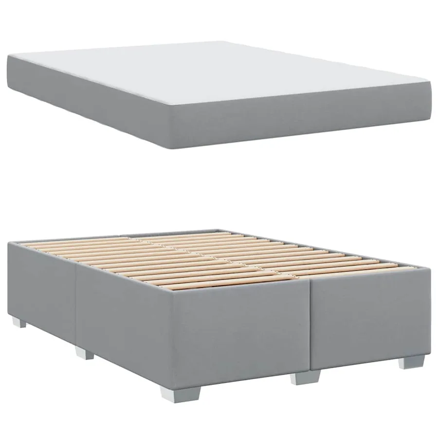 Cadre de lit avec matelas Gris clair 140 x 200 cm tissu - 4