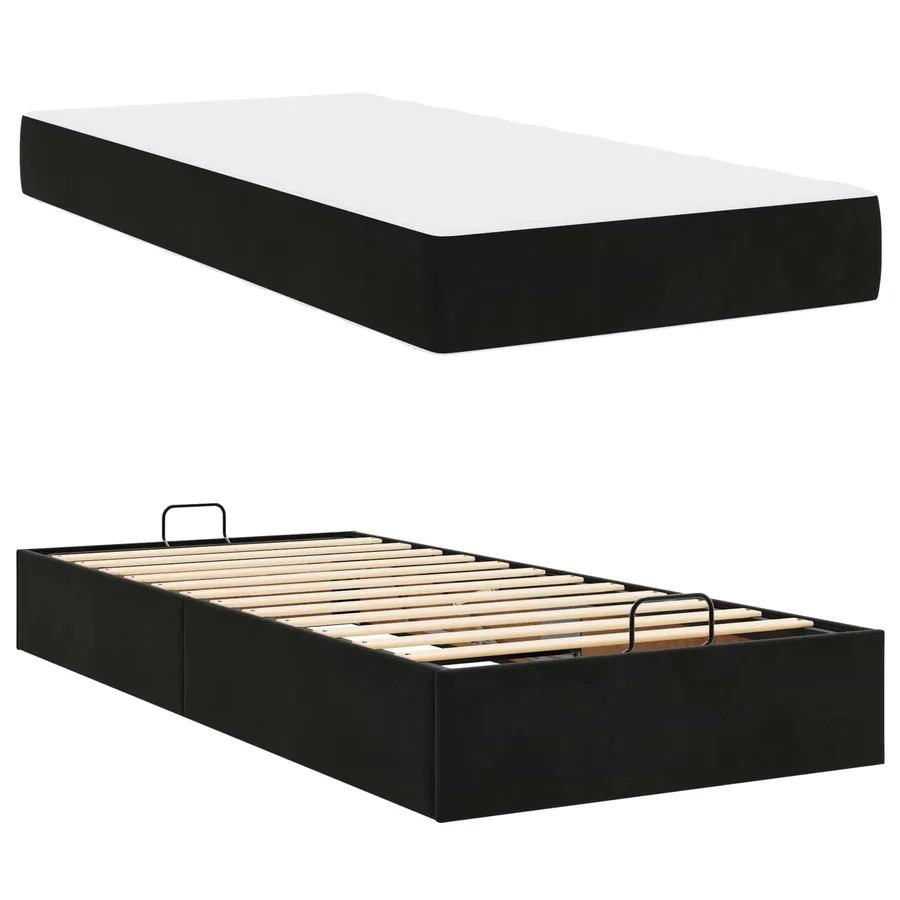 Cadre de lit avec matelas 2 pcs Noir Velours - 5