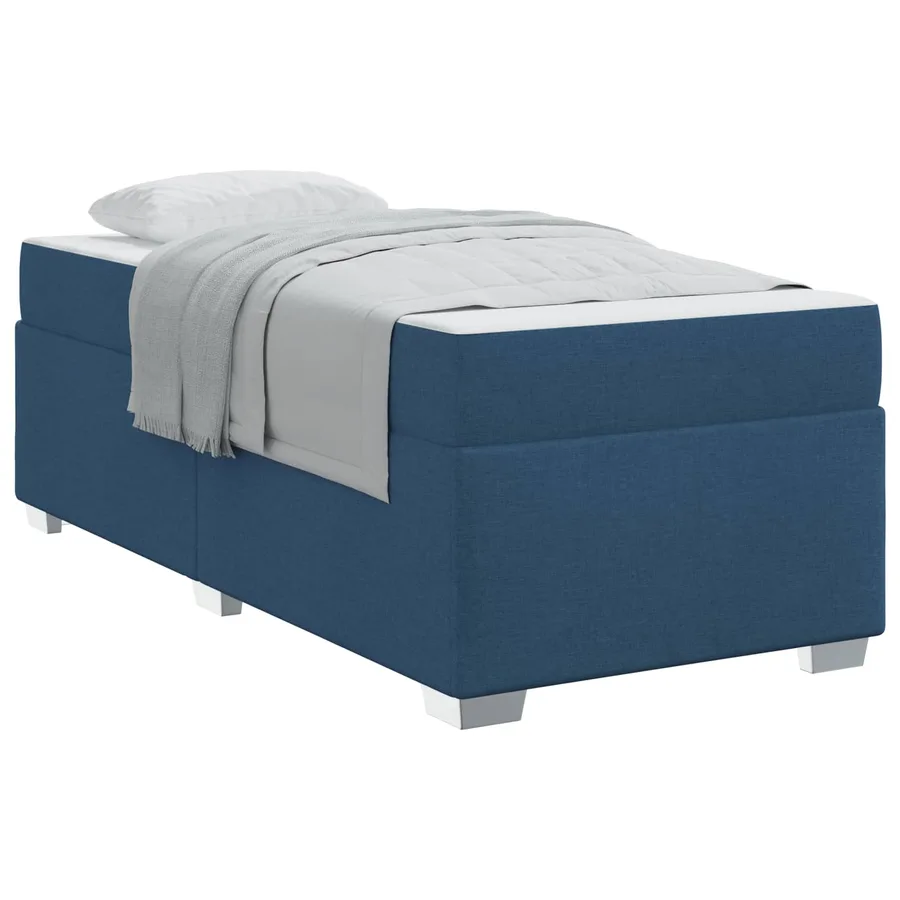 Cadre de lit avec matelas Bleu 90 x 190 cm tissu - 2