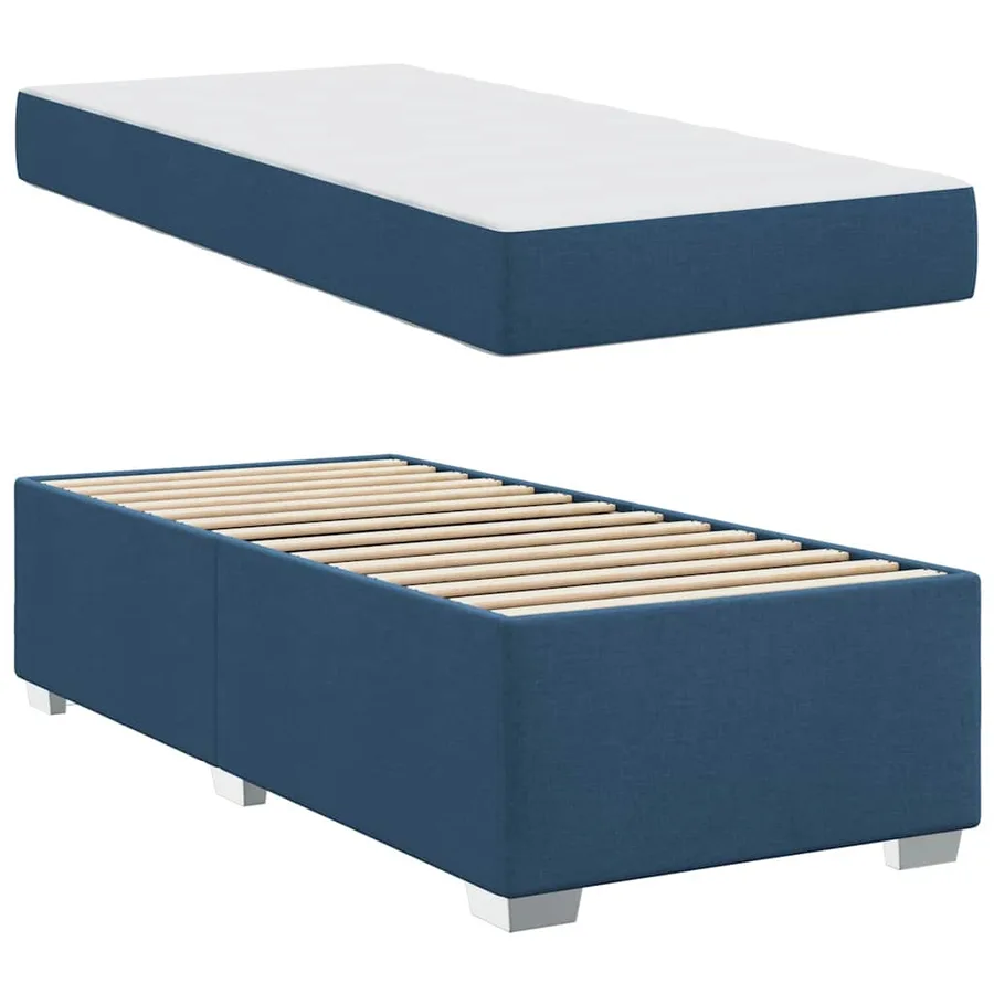Cadre de lit avec matelas Bleu 90 x 190 cm tissu - 4