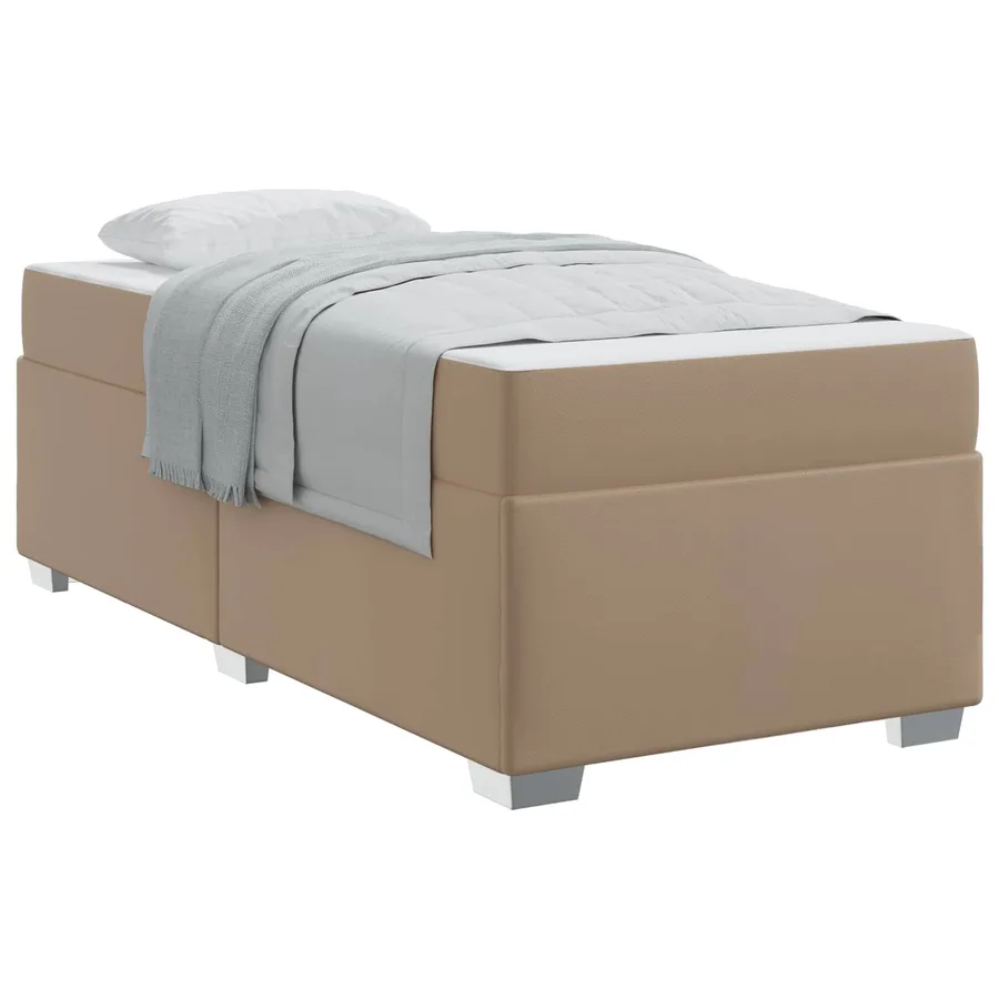 Cadre de lit avec matelas Cappuccino 100 x 200 cm tissu - 2