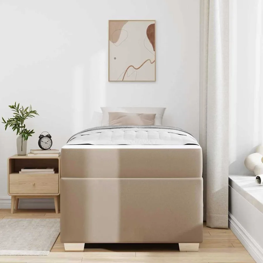 Cadre de lit avec matelas Cappuccino 100 x 200 cm tissu - 3