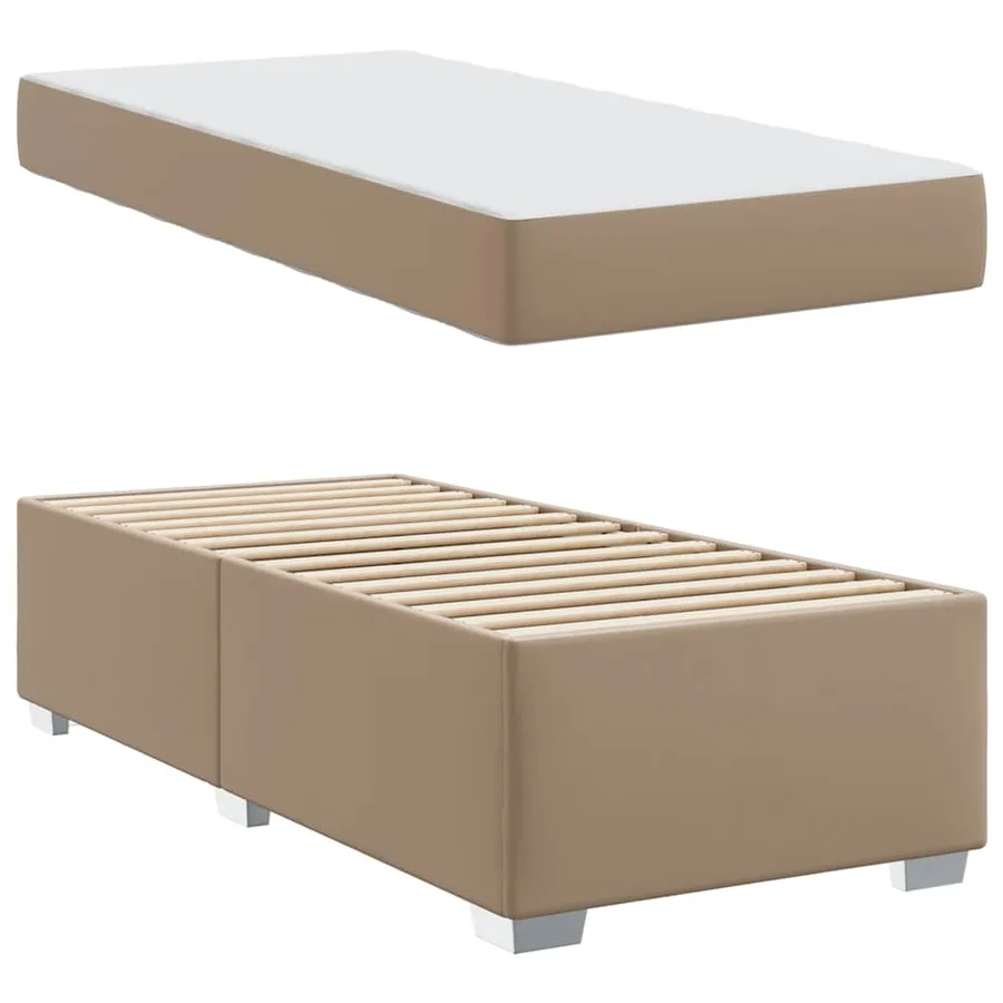 Cadre de lit avec matelas Cappuccino 100 x 200 cm tissu - 4