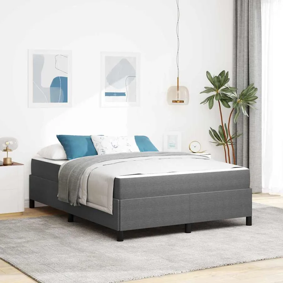 Cadre de lit avec matelas Gris clair 160 x 200 cm tissu