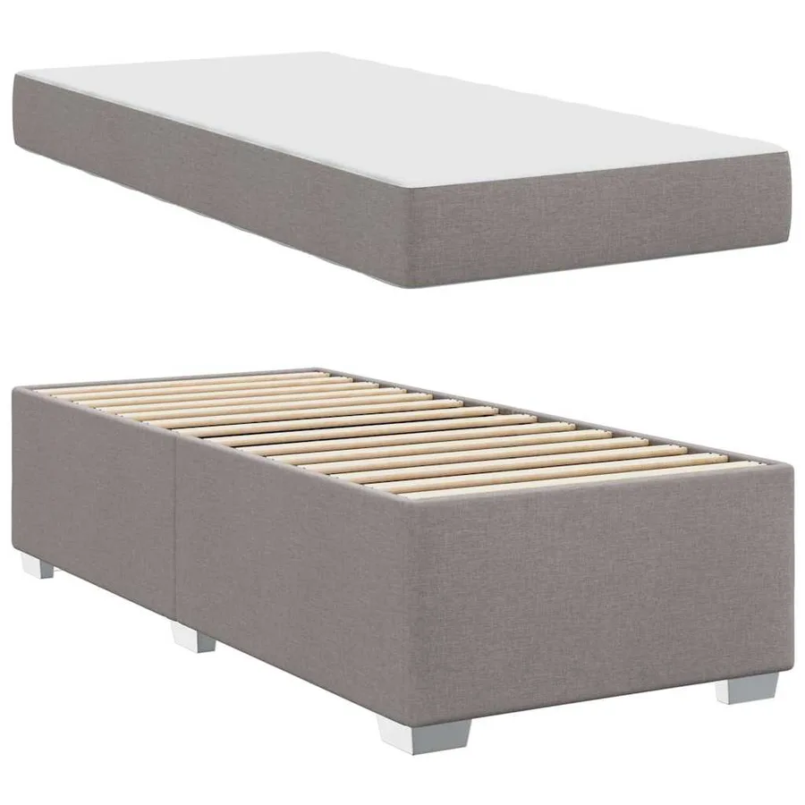 Cadre de lit avec matelas Taupe 100 x 200 cm tissu - 4