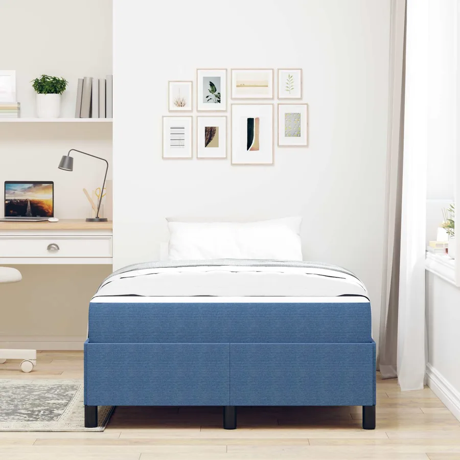 Cadre de lit avec matelas Bleu 120 x 200 cm tissu - 4