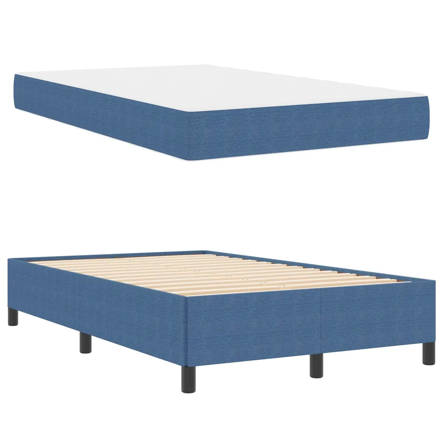 Cadre de lit avec matelas Bleu 120 x 200 cm tissu - 5