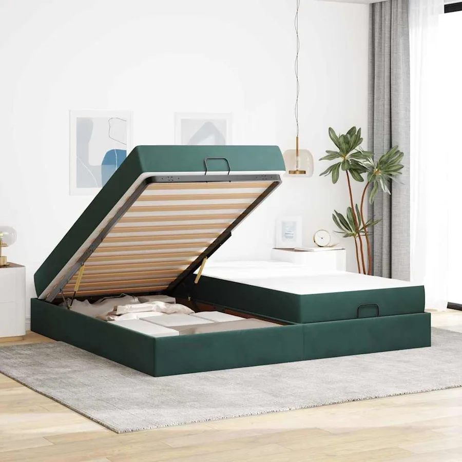 Cadre de lit avec matelas avec matelas 2 pcs Vert Velours - 3