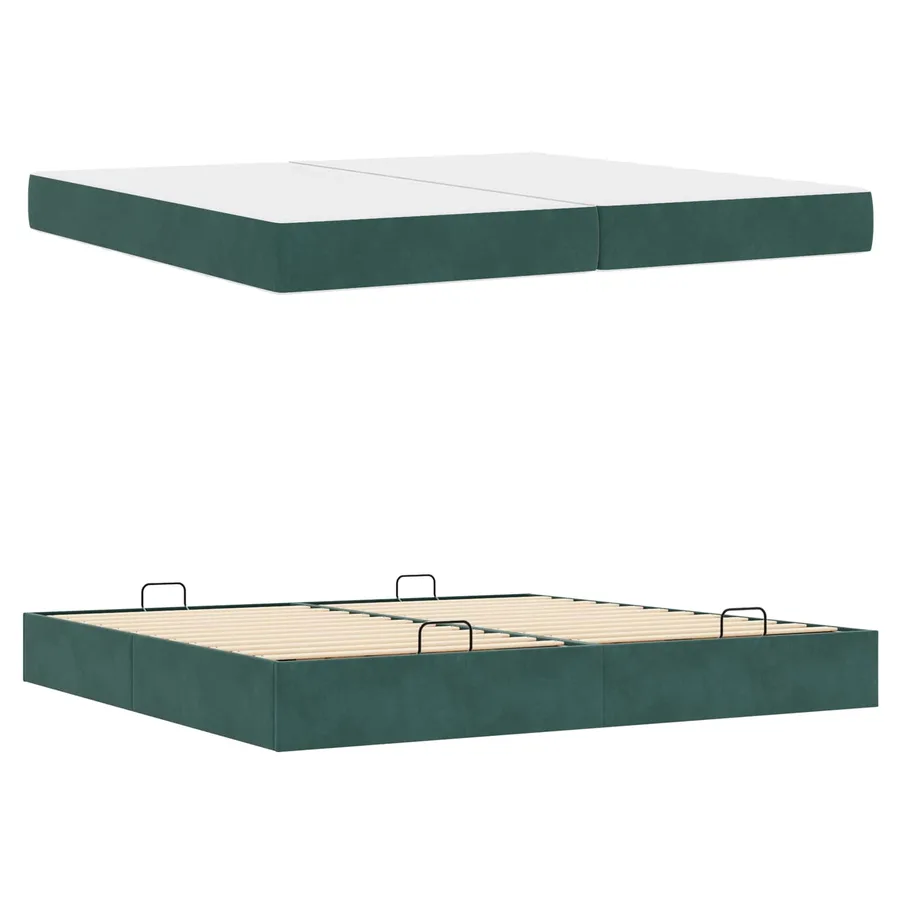 Cadre de lit avec matelas avec matelas 2 pcs Vert Velours - 4