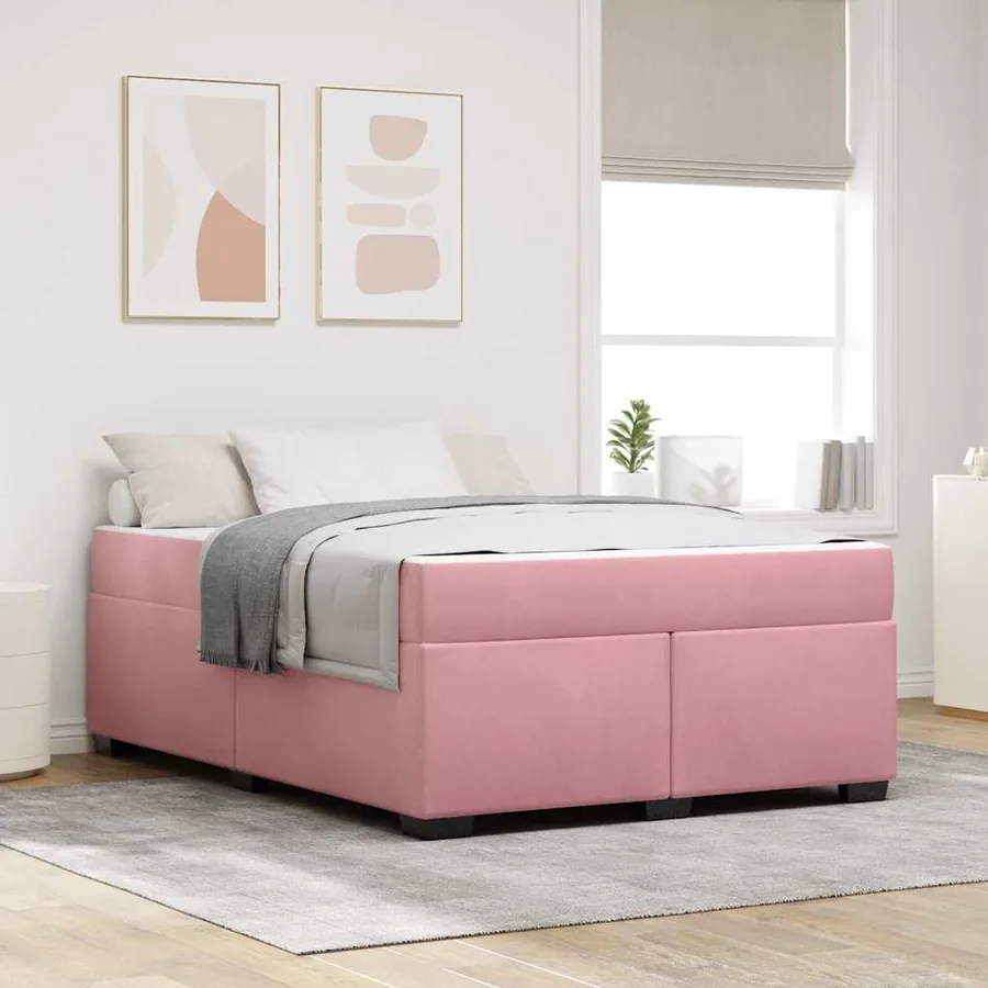 Cadre de lit avec matelas Rose 140 x 200 cm tissu