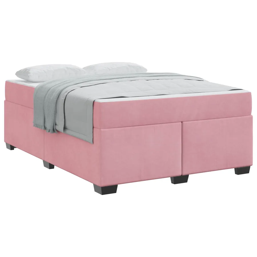 Cadre de lit avec matelas Rose 140 x 200 cm tissu - 2