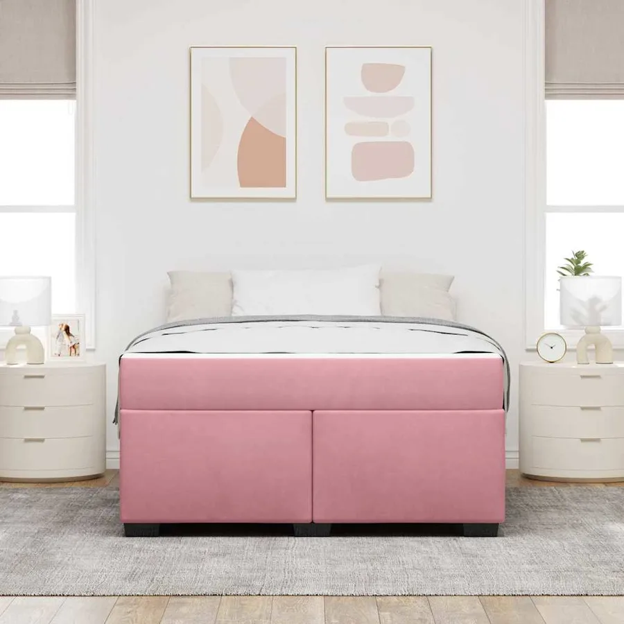 Cadre de lit avec matelas Rose 140 x 200 cm tissu - 3