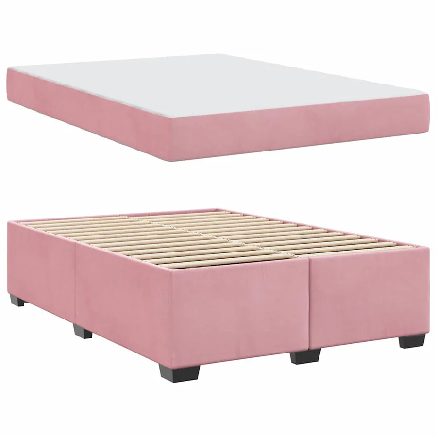 Cadre de lit avec matelas Rose 140 x 200 cm tissu - 4