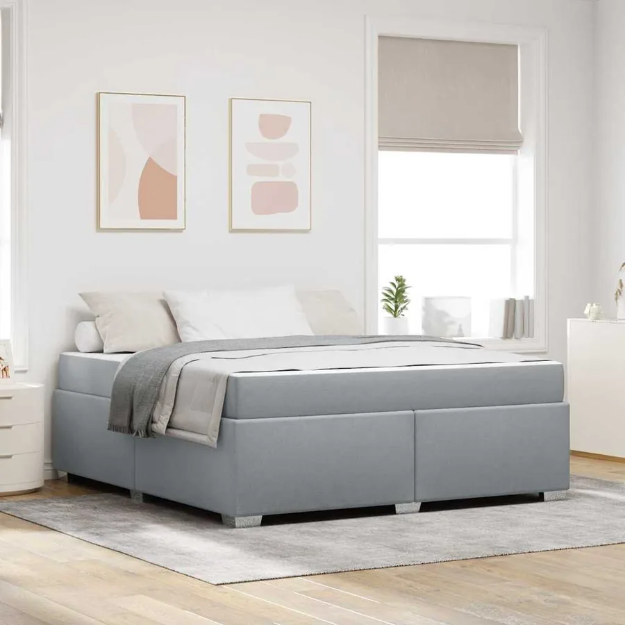 Cadre de lit avec matelas Gris clair 180 x 200 cm tissu