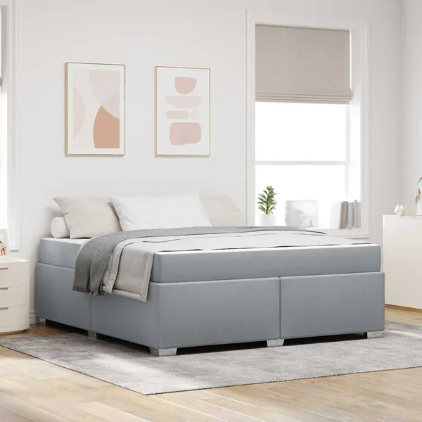 Cadre de lit avec matelas Gris clair 180 x 200 cm tissu