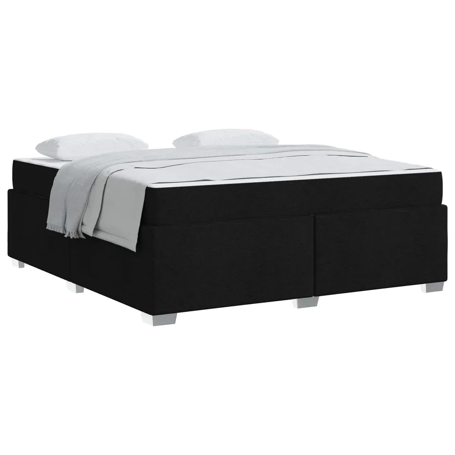 Cadre de lit avec matelas Noir 180 x 200 cm tissu - 2