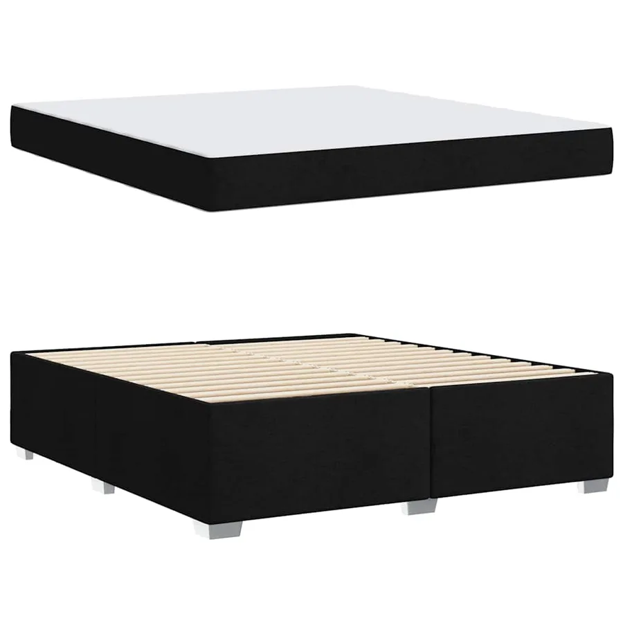Cadre de lit avec matelas Noir 180 x 200 cm tissu - 4
