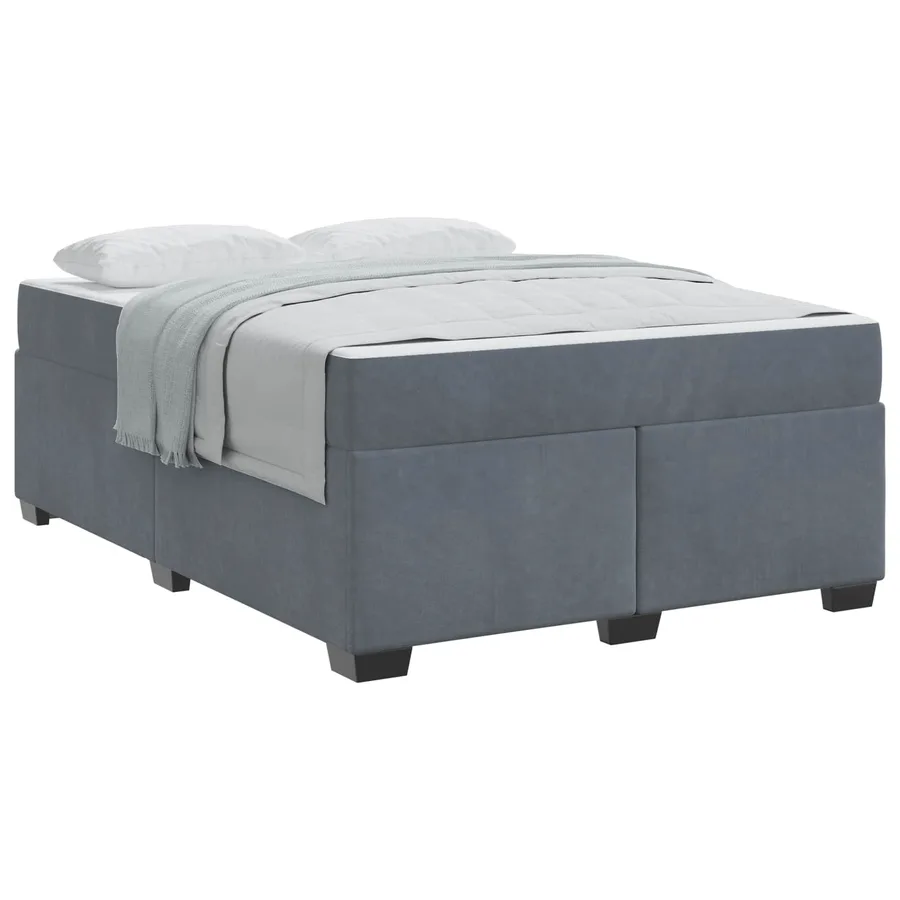 Cadre de lit avec matelas Gris foncé 160 x 200 cm tissu - 3