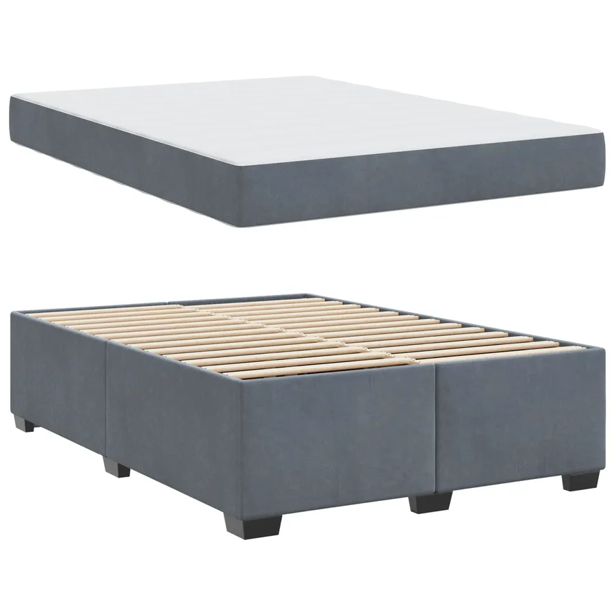 Cadre de lit avec matelas Gris foncé 160 x 200 cm tissu - 5