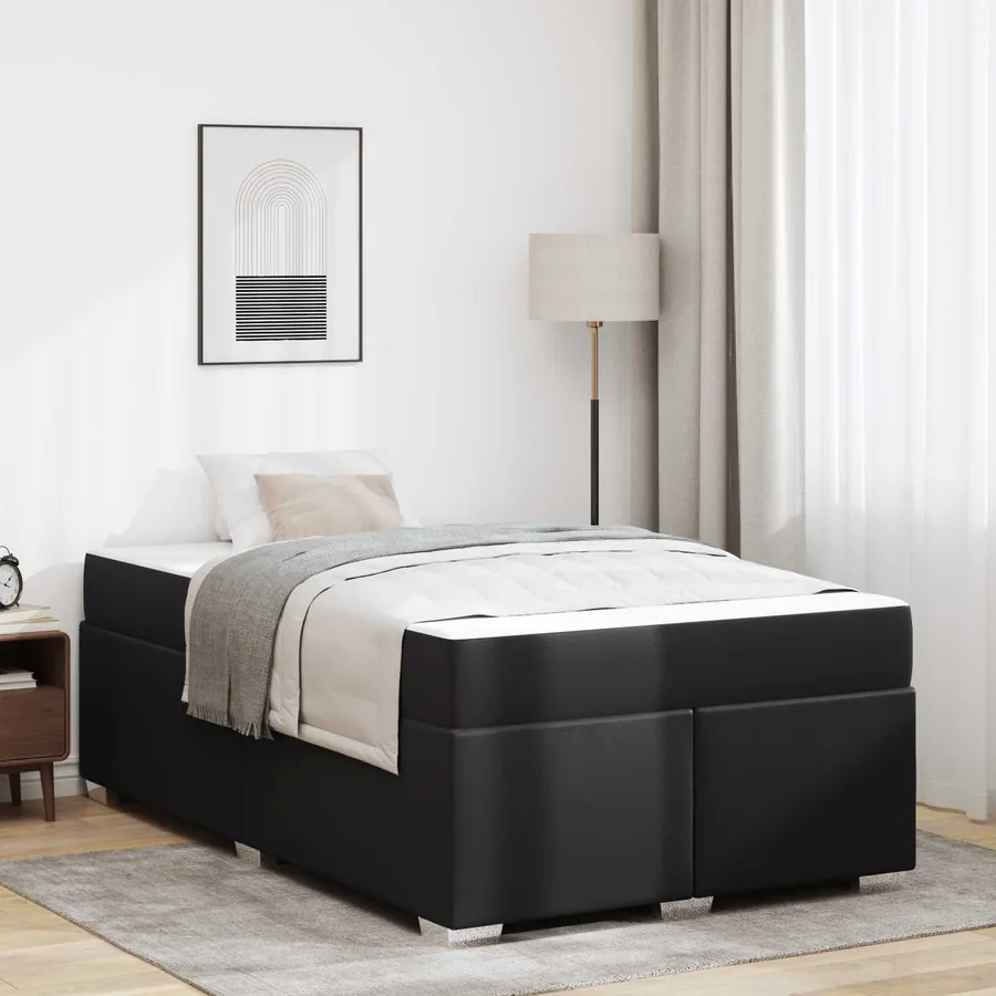 Cadre de lit avec matelas Noir 120 x 200 cm tissu