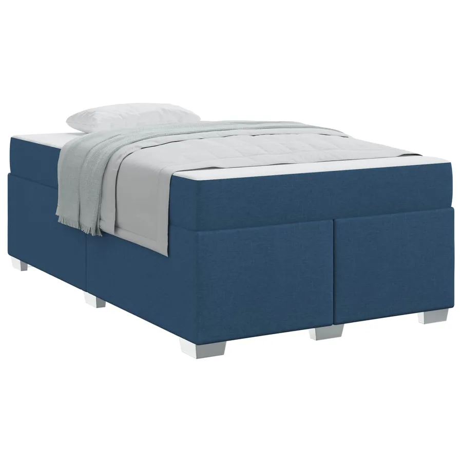 Cadre de lit avec matelas Bleu 120 x 190 cm tissu - 2