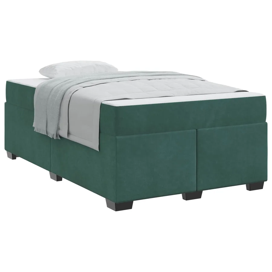 Cadre de lit avec matelas Vert foncé 120 x 190 cm tissu - 2