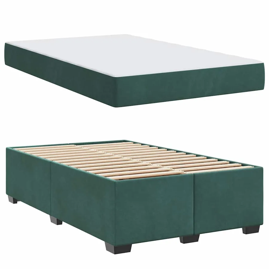 Cadre de lit avec matelas Vert foncé 120 x 190 cm tissu - 4