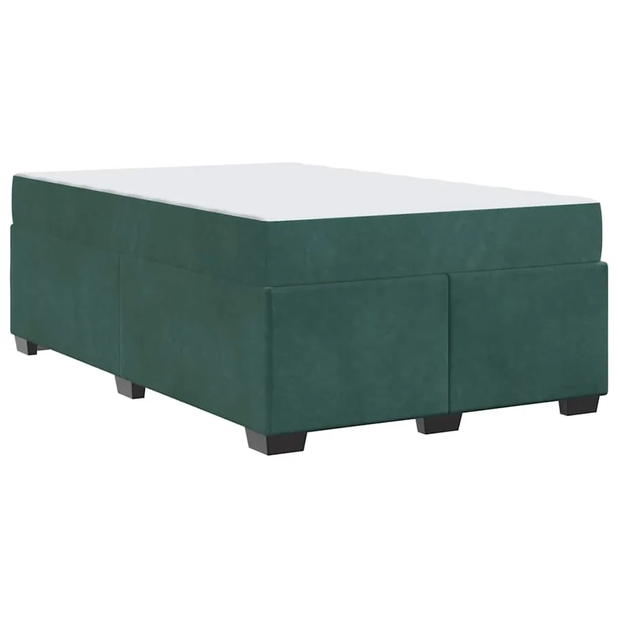 Cadre de lit avec matelas Vert foncé 120 x 190 cm tissu - 7