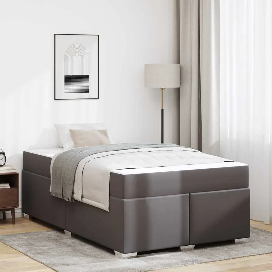 Cadre de lit avec matelas Gris 120 x 200 cm tissu